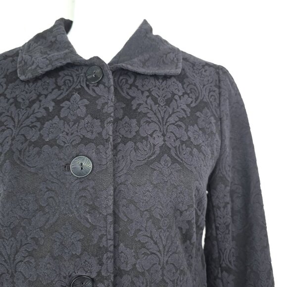 J. Jill Black 6 Petite Button Front JAquard Damask Blazer Jacket - Picture 3 of 9